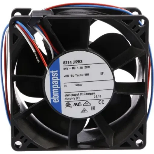 ebm-papst 8200 J Series Axial Fan, 24 V dc, DC Operation, 190m³/h, 26W, 80 x 80 x 38mm - 8214J/2H3 product image