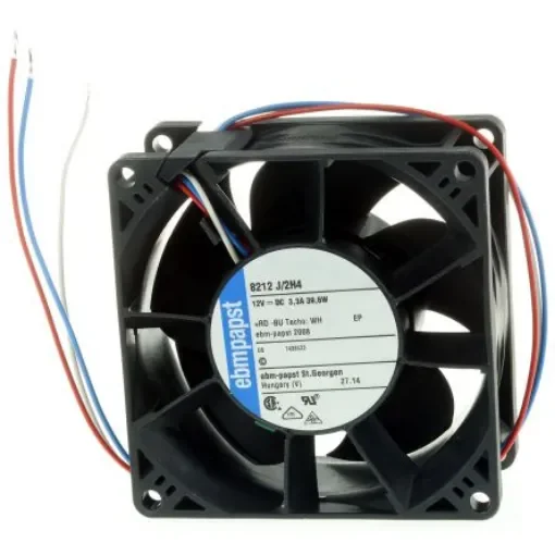 ebm-papst 8200 J Series Axial Fan, 12 V dc, DC Operation, 222m³/h, 39W, 80 x 80 x 38mm - 8212J/2H4 product image