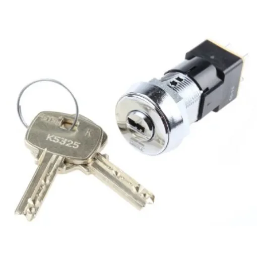 Lorlin High Security Key Switch, DPST, 50 mA @ 250 V ac 2-Way Flat-Key - DSL-6-D-S product image