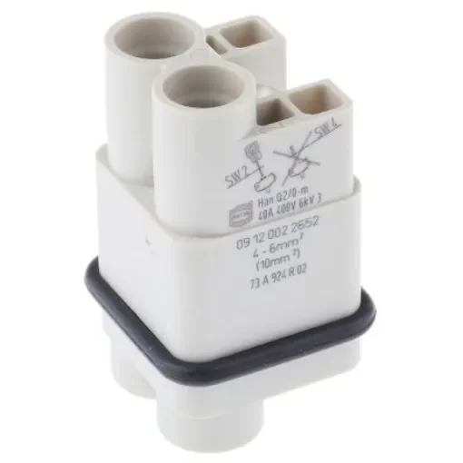 HARTING Connector Housing, 2 Way, 40A, Male, Han Q, Cable Mount, 830 V - 09120022652 product image