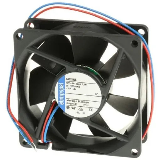 ebm-papst 8400 N Series Axial Fan, 12 V dc, DC Operation, 33m³/h, 300mW, 25mA Max, 80 x 80 x 25mm - 8412NLE product image