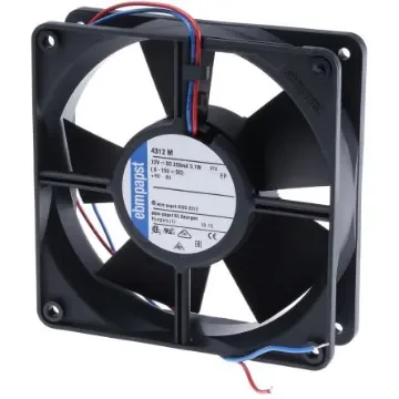 ebm-papst 4300 Series Axial Fan, 12 V dc, DC Operation, 140m³/h, 3.1W, 220mA Max, 119 x 119 x 32mm - 4312M product image