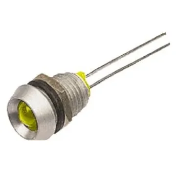 Bulgin Yellow Panel Mount Indicator, 2.1V dc, 8mm Mounting Hole Size, Lead Wires Termination - DX1091/YL product image