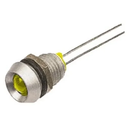 Bulgin Yellow Panel Mount Indicator, 2.1V dc, 8mm Mounting Hole Size, Lead Wires Termination - DX1091/YL product image