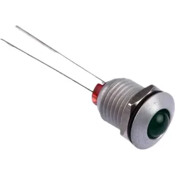 Bulgin Green Panel Mount Indicator, 2.2V dc, 8mm Mounting Hole Size, Lead Wires Termination - DX1093/GN product image
