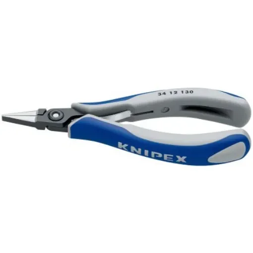 Knipex 34 12 Electronics Pliers, Flat Nose Pliers, 130 mm Overall, Straight Tip, 22mm Jaw - 34 12 130 product image