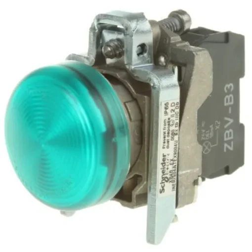 Schneider Electric, Harmony XB4, Panel Mount Green LED Pilot Light, 22mm Cutout, IP65, Round, 24V ac/dc - XB4BVB3EX product image