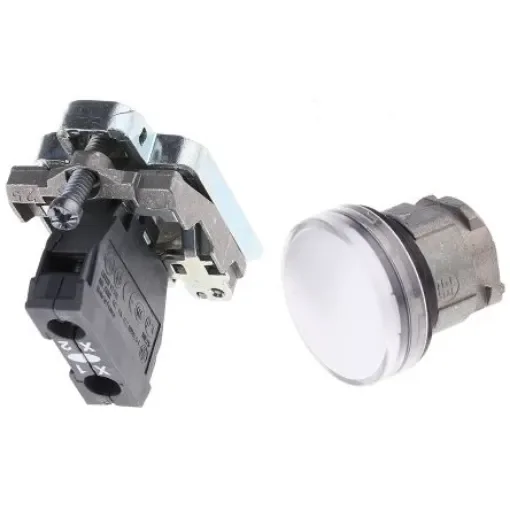 Schneider Electric, Harmony XB4, Panel Mount White Universal LED Pilot Light, 22mm Cutout, IP66, IP67, IP69(IP69K), - XB4BVG1 product image