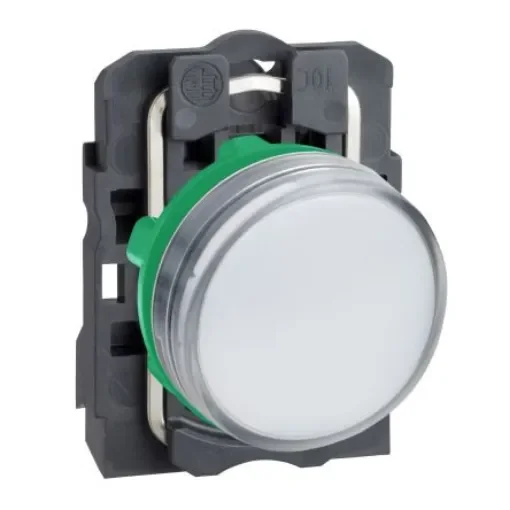 Schneider Electric, Harmony XB5, Panel Mount White Universal LED Pilot Light, 22mm Cutout, IP66, IP67, Round, 240V ac - XB5AVM1 product image