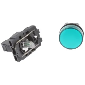 Schneider Electric, Harmony XB5, Panel Mount Green Universal LED Pilot Light, 22mm Cutout, IP66, IP67, Round, 240V ac - XB5AVM3 product image