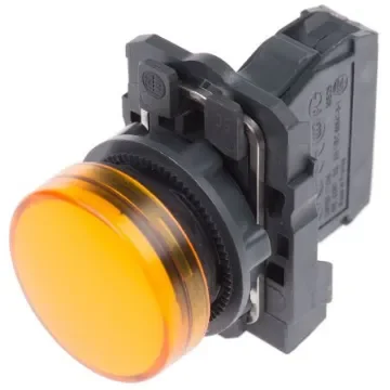 Schneider Electric, Harmony XB5, Panel Mount Orange Universal LED Pilot Light, 22mm Cutout, IP66, IP67, 240V ac - XB5AVM5 product image