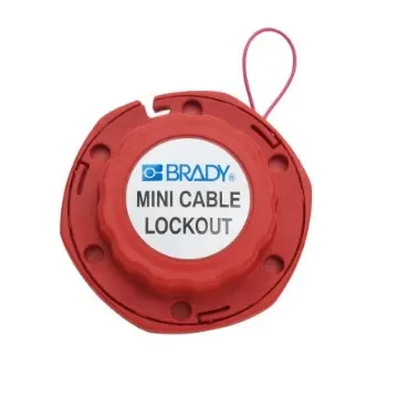 Brady Red 6-Lock Glass-Filled Nylon Cable Lockout Devices, 7.87mm Shackle - MINI CABLE LOCKOUT WITH STEEL CABLE 2.4M product image
