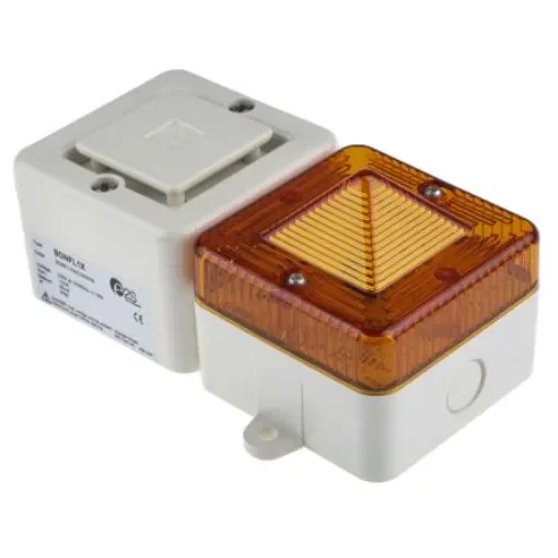 e2s SONFL1X Series Amber Sounder Beacon, 230 V ac, IP66, Wall Mount, 100dB at 1 Metre - SONFL1XAC230W/A product image