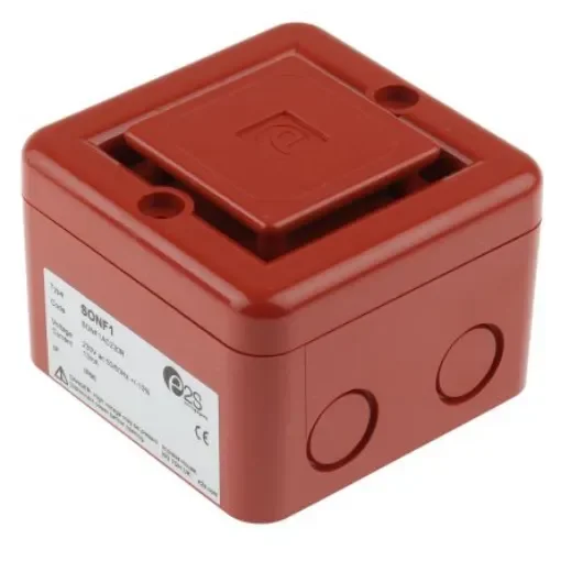 e2s SONF1 Series Surface Mount Electronic Sounder, 230 V ac, 100dB at 1 m, IP66, AC, 10-Tone - SONF1AC230R product image