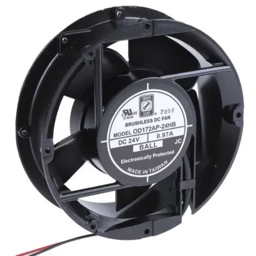 RS PRO Axial Fan, 24 V dc, DC Operation, 399.3m³/h, 23W, 970mA Max, 172 x 51mm - 6196680 product image
