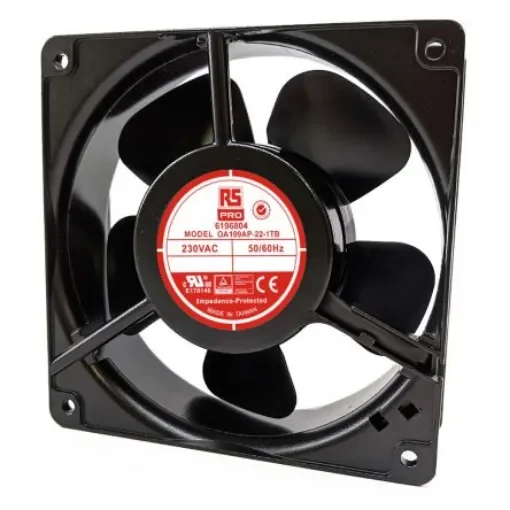 RS PRO Axial Fan, 230 V ac, AC Operation, 186.9m³/h, 15W, 90mA Max, 120 x 120 x 38mm - 6196804 product image