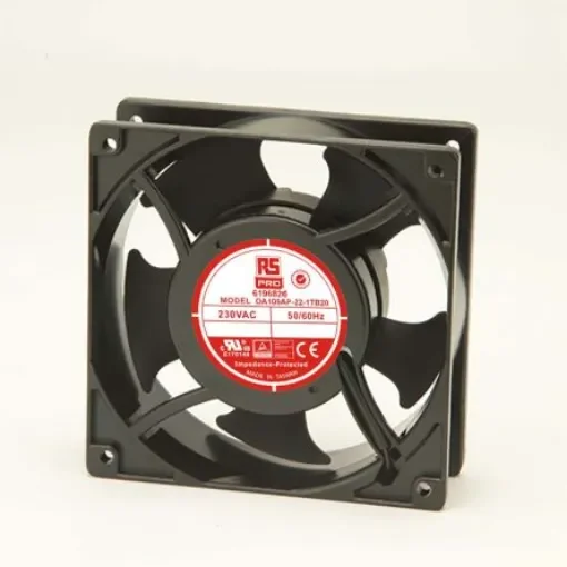 RS PRO Axial Fan, 230 V ac, AC Operation, 186.9m³/h, 15W, 90mA Max, 120 x 120 x 38mm - 6196826 product image