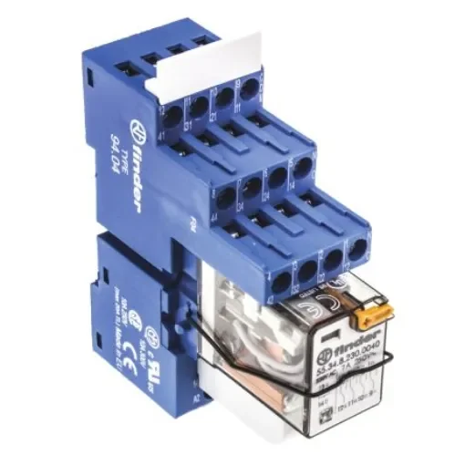 Finder 58 Series Interface Relay, DIN Rail Mount, 230V ac Coil, 4PDT, 4-Pole, 7A Load - 58.34.8.230.0060SMA product image