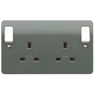 MK Electric Grey 2 Gang Plug Socket, 13A, Type G - British, Indoor Use - K2746 GRA product image