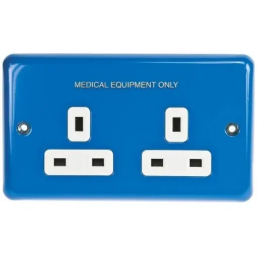 MK Electric Albany Plus Blue 2 Gang Plug Socket, 13A, Type G - British, Indoor Use - K733CE BLU product image