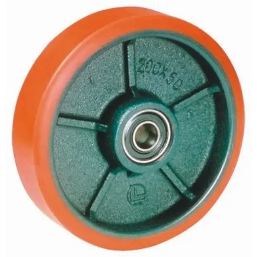 LAG Blue, Orange Polyurethane Abrasion Resistant, High Load Capacity, Laceration Resistant, Non-Marking Trolley Wheel, - 7009 CC product image