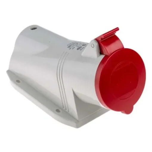 Scame IP44 Red Wall Mount 3P + N + E Right Angle Industrial Power Socket, Rated At 32A, 415 V - 513.3257 product image