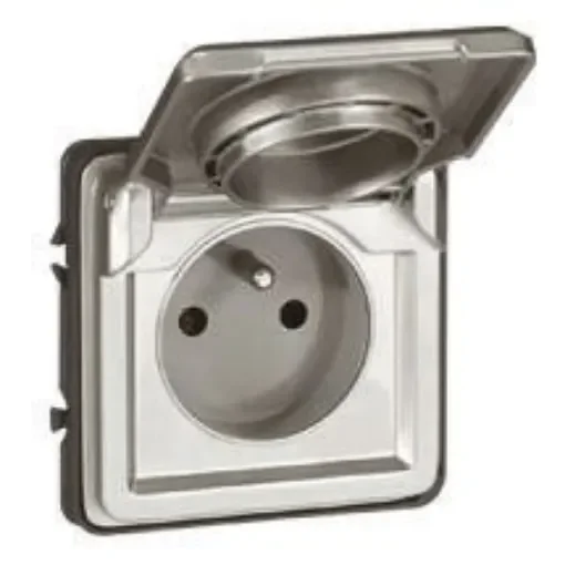 Legrand Soliroc Grey 1 Gang Plug Socket, 16A, Type E - French, Outdoor Use - 0 778 31 product image
