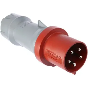 MENNEKES, PowerTOP Plus IP44 Red Cable Mount 3P + N + E Industrial Power Plug, Rated At 63A, 400 V - 3258RS product image