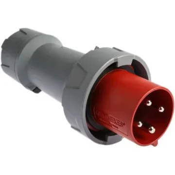 MENNEKES, PowerTOP Plus IP67 Red Cable Mount 3P + E Industrial Power Plug, Rated At 63A, 400 V - 3308RS product image
