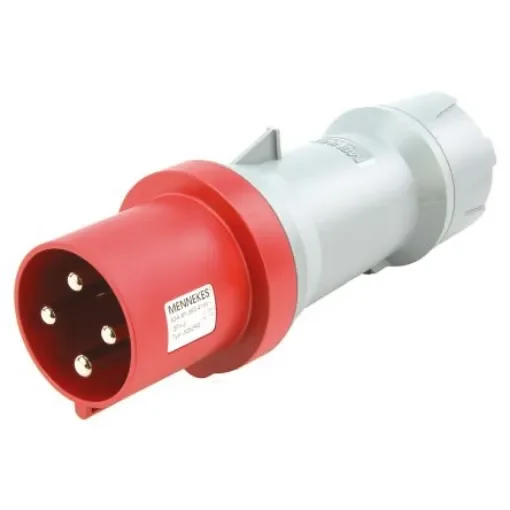 MENNEKES, PowerTOP IP44 Red Cable Mount 3P + E Industrial Power Plug, Rated At 63A, 400 V - 3252RS product image