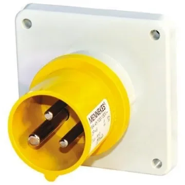 MENNEKES IP44 Yellow Panel Mount 3P Industrial Power Plug, Rated At 16A, 110 V - 810RS product image