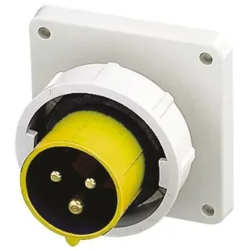 MENNEKES IP67 Yellow Panel Mount 3P IEC Connector Plug, Rated At 32A, 110 V - 830RS product image