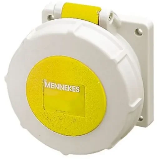 MENNEKES IP67 Yellow Panel Mount 3P Industrial Power Socket, Rated At 16A, 110 V - 217A product image