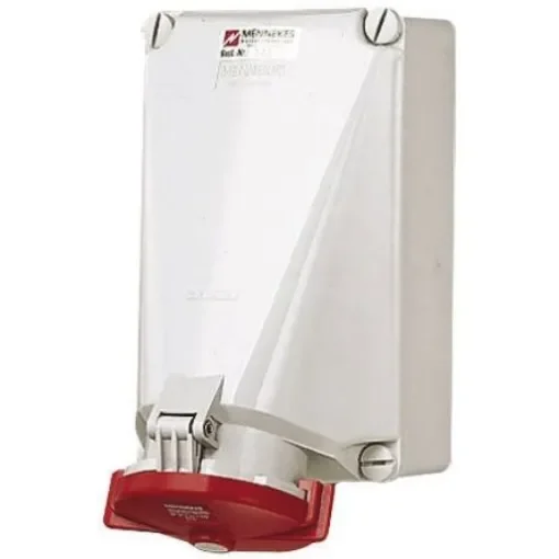 MENNEKES IP67 Red Wall Mount 5P Right Angle Socket, Rated At 125A, 415 V - 143 product image