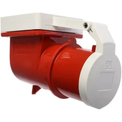 MENNEKES IP44 Red Panel Mount 3P + N + E Right Angle Industrial Power Plug, Rated At 32A, 400 V - 412 product image
