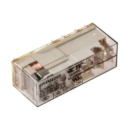 TE Connectivity PCB Mount Force Guided Relay, 5V dc Coil Voltage, 4 Pole, 3PST, SPST - SR4M4005 product image
