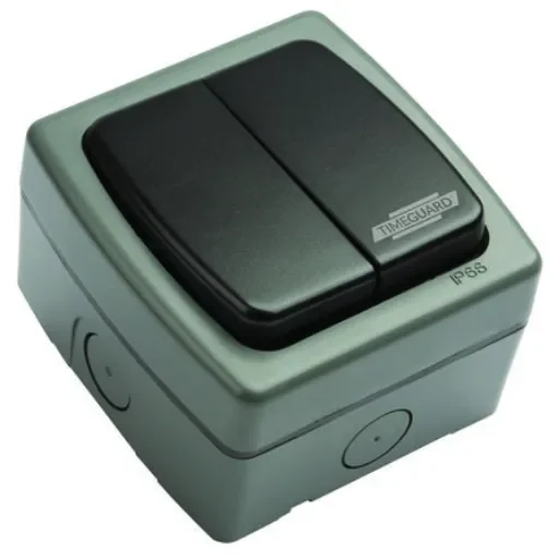 Timeguard Grey Outdoor Light Switch, 2 Way, 2 Gang, Weathersafe - TGVL02 product image