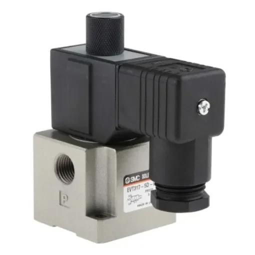 SMC 3/2 Pneumatic Solenoid Valve - Spring/Solenoid G 1/4 VT317 Series 24V dc - EVT317-5D-02F-Q product image