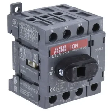 ABB 4P Pole Base Mounting Isolator Switch - 25A Maximum Current, 9kW Power Rating, IP20 - OT25F4N2  1SCA104886R1001 product image