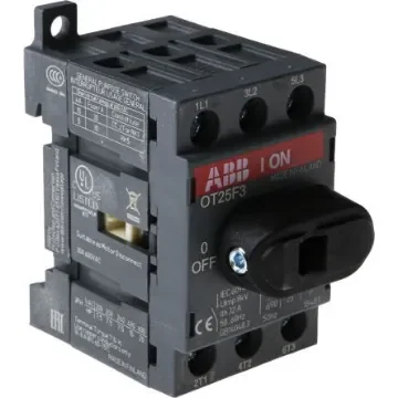 ABB 3P Pole DIN Rail Non Fused Isolator Switch - 25A Maximum Current, 9kW Power Rating, IP20 - OT25F3  1SCA104857R1001 product image