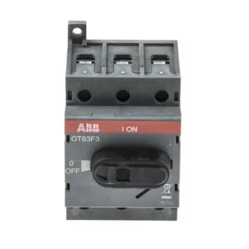 ABB 3P Pole Base Mounting Isolator Switch - 63A Maximum Current, 22kW Power Rating, IP20 - OT63F3  1SCA105332R1001 product image