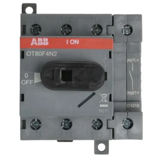 ABB 4P Pole Base Mounting Isolator Switch - 80A Maximum Current, 37kW Power Rating, IP20 - OT80F4N2  1SCA105413R1001 product image