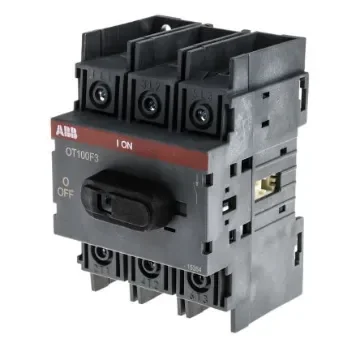 ABB 3P Pole DIN Rail Non Fused Isolator Switch - 100A Maximum Current, 37kW Power Rating, IP20 - OT100F3  1SCA105004R1001 product image