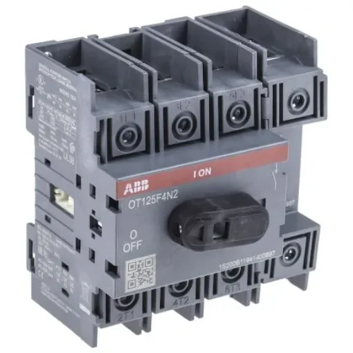 ABB 4P Pole Base Mounting Isolator Switch - 125A Maximum Current, 45kW Power Rating, IP20 - OT125F4N2  1SCA105051R1001 product image