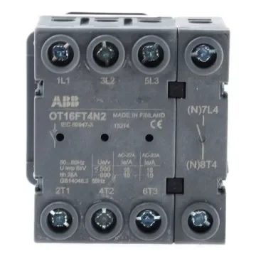 ABB 4P Pole Panel Mount Non Fused Isolator Switch - 16A Maximum Current, 7.5kW Power Rating, IP20 - OT16FT4N2  1SCA105711R1001 product image