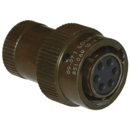 Souriau Sunbank by Eaton, 851, Copper Alloy 6 Way Cable Mount MIL Spec Circular Connector Plug, Pin Contacts,Shell Size - 85106E106P50 product image