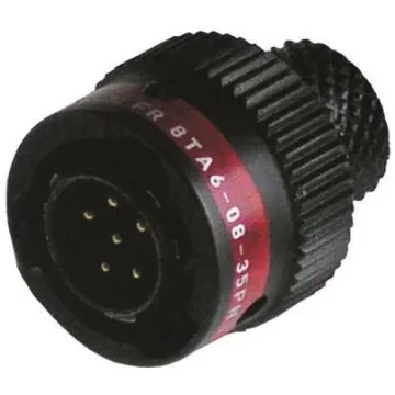 Souriau Sunbank by Eaton, 8TA, Copper Alloy 6 Way Cable Mount MIL Spec Circular Connector PlugBlack, Pin Contacts,Shell - 8TA60835PN product image
