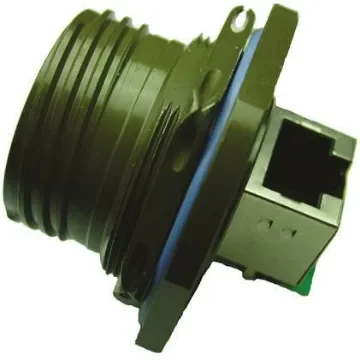 Amphenol Socapex RJFTV Series Female RJ45 Connector, Jam Nut, Cat5e Right Angle 1 Port 8 -Way - RJFTV71RAG product image