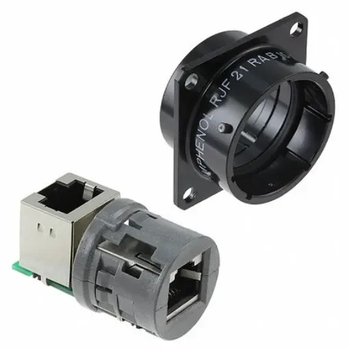 Amphenol Socapex RJF Series Female RJ45 Connector, Panel Mount, Cat5e Right Angle 1 Port 8 -Way - RJF21RAB product image