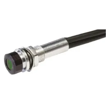 Oxley Green Panel Mount Indicator, 24V ac, 5mm Mounting Hole Size, Lead Wires Termination, IP67 - OXL/MIL50/24AC/FL30/H/Green product image